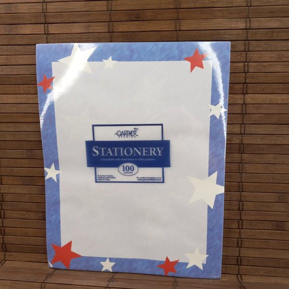 Gartner Other - Gartner Studios 100 Count Stationary Stars Blue Border Patriotic Printer Paper